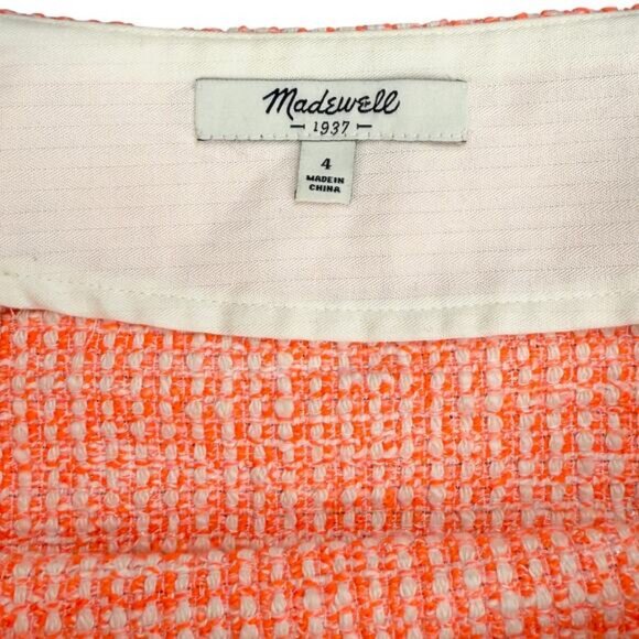 Madewell Orange Tweed Mini Skirt Size 4 - Picture 3 of 5